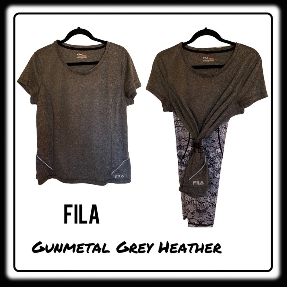 FILA Gunmetal Grey Heather workout shirt. size XL. Stretchy and lightweight!